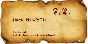 Hack Mihály névjegykártya